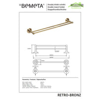 Portasciugamani doppio in ottone RETRO 66,5x6,5x12 cm