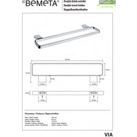 Portasciugamani doppio VIA ottone cromato 50 x2 x13,2 cm