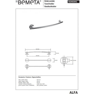 Portasciugamani a muro ALFA 62x 8,5x 6 cm