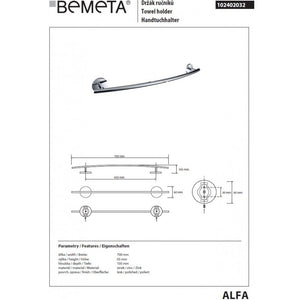 Portasciugamani a muro ALFA 70x10,5x6,5 cm