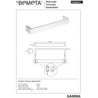 Portasciugamani a muro GAMMA in ottone cromato 30 x7,5 x3,6 cm