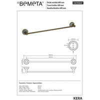 Portasciugamani a parete KERA 60 x6,6 x7,4 cm in ottone e ceramica