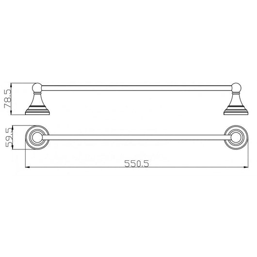Portasciugamani a muro retrò MORAVA in bronzo 55,05x7,85x5,95 cm