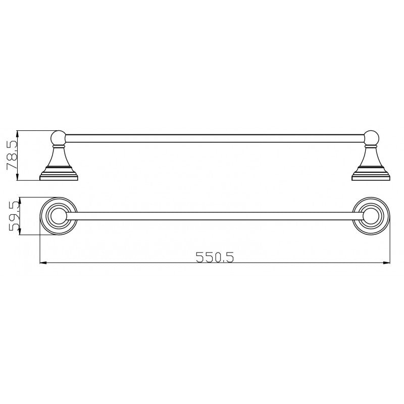 Portasciugamani a muro retrò MORAVA in bronzo 55,05x7,85x5,95 cm