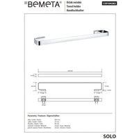 Portasciugamani a muro SOLO in ottone cromato 60 x2,5 x8 cm