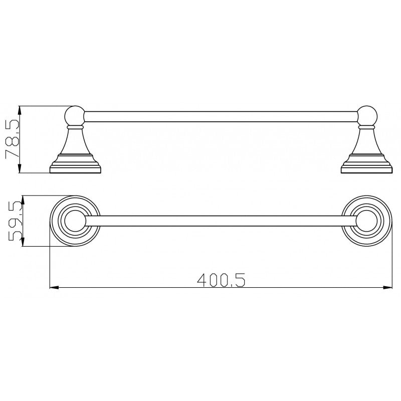 Portasciugamani a parete retrò MORAVA in ottone nero 40,5x7,85x5,95 cm