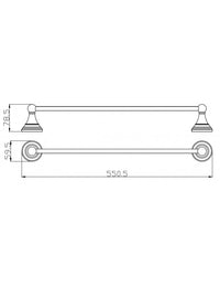 Portasciugamani retrò a parete MORAVA in ottone dorato 55,05x7,85 x5,95 cm