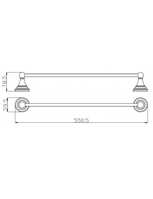 Portasciugamani retrò a parete MORAVA in ottone dorato 55,05x7,85 x5,95 cm