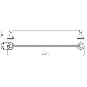 Portasciugamani a parete retrò MORAVA in ottone nero 65,05x7,85 x5,95 cm