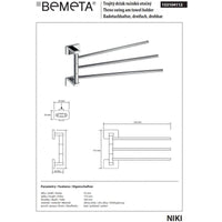 NIKI Portasciugamani a Parete Triplo Girevole 35 x17,5 x4,2 cm