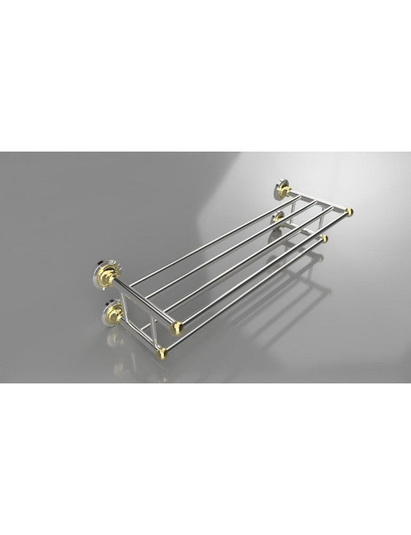 Portasciugamani con doppio ripiano RETRO in ottone cromo-oro 66,5x16,5x22,5 cm