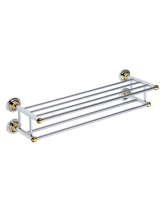 Portasciugamani con doppio ripiano RETRO in ottone cromo-oro 66,5x16,5x22,5 cm