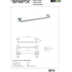 Portasciugamani BETA in ottone cromato 35,5 cm x 5,5 cm x 6,5 cm