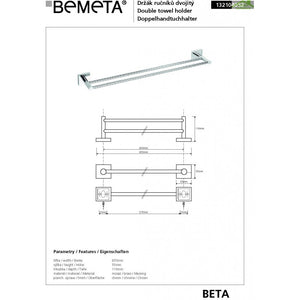 Portasciugamani doppio BETA in ottone cromato 65,5cm x 5,5cm x11cm