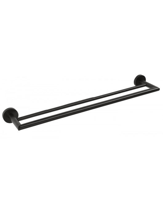 Portasciugamani doppio DARK in ottone nero 65,5cm x 5,5cm x11cm