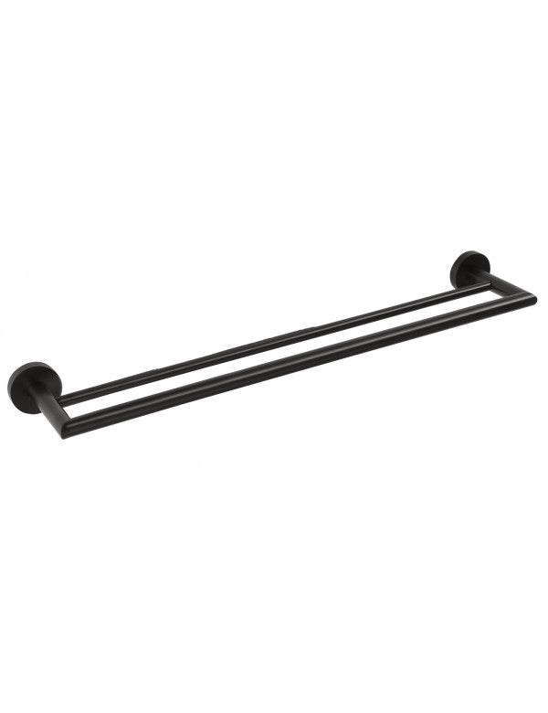 Portasciugamani doppio DARK in ottone nero 65,5cm x 5,5cm x11cm