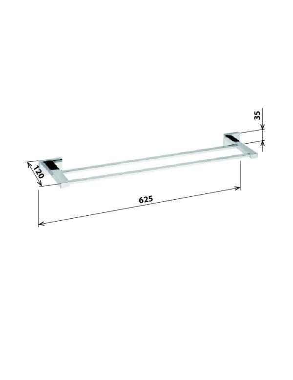 PLAZA Doppio Portasciugamani Cromato 12x62,5x3,5 cm