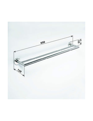 Portasciugamani doppio NEO in acciaio inox 65x12x5,5cm