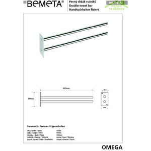 Portasciugamani doppio fisso OMEGA 5x9x36,5 cm