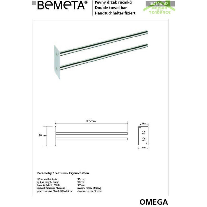 Portasciugamani doppio fisso OMEGA 5x9x36,5 cm