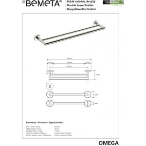 Portasciugamani doppio a muro OMEGA 65,5x5,5x11cm