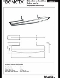 RAWELL doppio portasciugamani per radiatore 60x6,9x21,5 cm in cromo