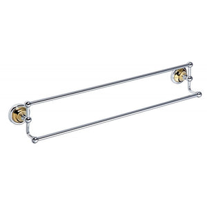 Portasciugamani doppio RETRO in ottone cromato-oro 66,5x12,5x11,5 cm