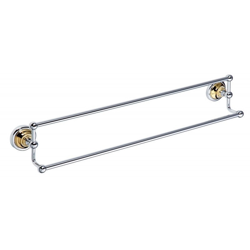 Portasciugamani doppio RETRO in ottone cromato-oro 66,5x12,5x11,5 cm