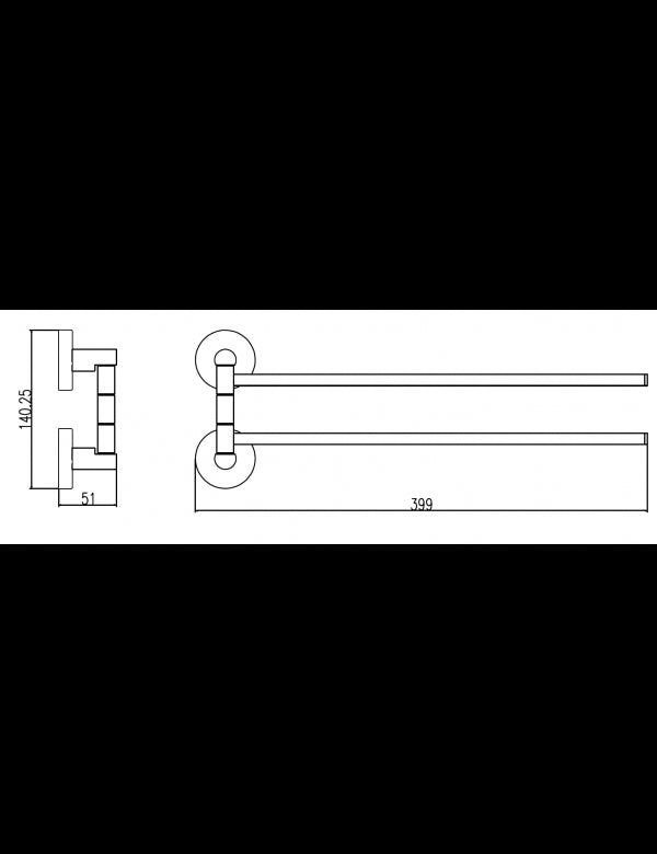 Portasciugamani doppio girevole COLORADO in ottone cromato 39,9x14x5,1cm