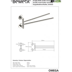 Portasciugamani doppio girevole OMEGA ottone cromato 42x16,5x7cm