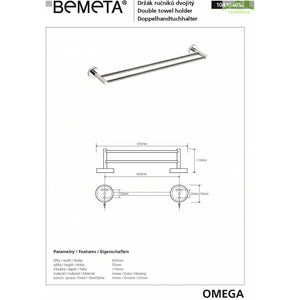 Portasciugamani doppio OMEGA ottone cromato 65,5x5,5x11 cm
