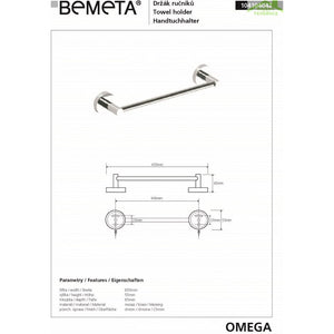 Portasciugamani a muro OMEGA ottone cromato 65,5x5,5x6,5 cm