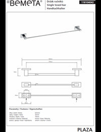 Portasciugamani cromato PLAZA 7x62,5x3,5 cm