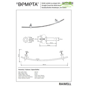 Porta asciugamani regolabile RAWELL in cromo per radiatore 60x4x9,5 cm