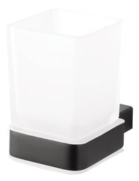 Portabicchieri Quadrato NERO in Ottone Nero e Vetro 6,4 x10 x9,7 cm