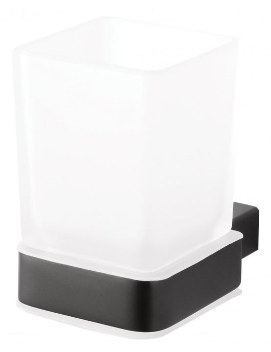 Portabicchieri Quadrato NERO in Ottone Nero e Vetro 6,4 x10 x9,7 cm