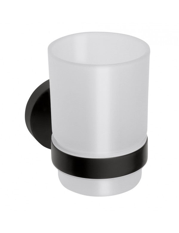 Portabicchieri DARK in ottone nero e vetro 7x9,5x10,5cm