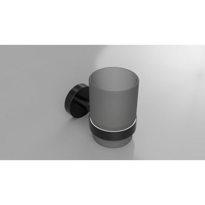 Portabicchieri DARK in ottone nero e vetro 7x9,5x10,5cm