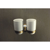 KERA doppio portabicchieri in ottone e ceramica + 2 bicchieri 7,3 x12,3 x13,5 cm