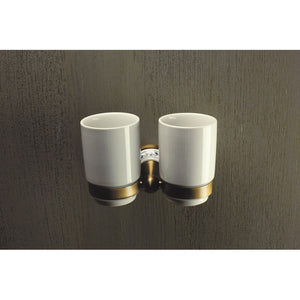 KERA doppio portabicchieri in ottone e ceramica + 2 bicchieri 7,3 x12,3 x13,5 cm