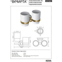KERA doppio portabicchieri in ottone e ceramica + 2 bicchieri 7,3 x12,3 x13,5 cm