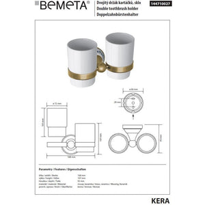 KERA doppio portabicchieri in ottone e ceramica + 2 bicchieri 7,3 x12,3 x13,5 cm