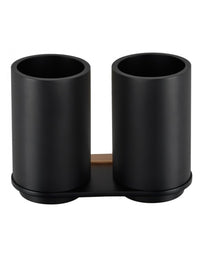 Portabicchieri doppio GALLA in ottone nero e oro 17 x12,3 x7,9 cm