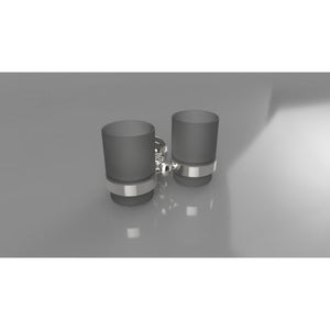 Portabicchieri doppio RETRO in ottone cromato e vetro 16x10,5x9 cm