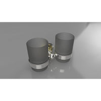 Portabicchiere doppio RETRO ottone cromo-oro in vetro 16x10,5x9 cm