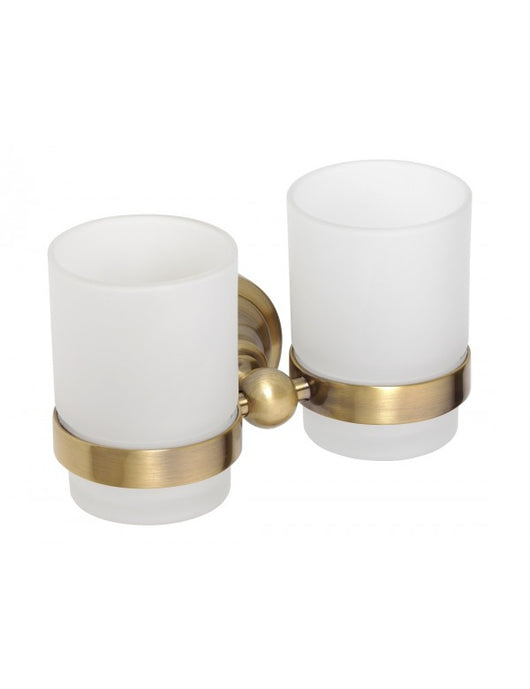 Portabicchieri doppio RETRO in ottone e vetro 16x10,5x9 cm