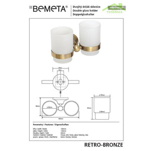 Portabicchieri doppio RETRO in ottone e vetro 16x10,5x9 cm