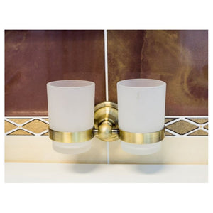 Portabicchieri doppio RETRO in ottone e vetro 16x10,5x9 cm