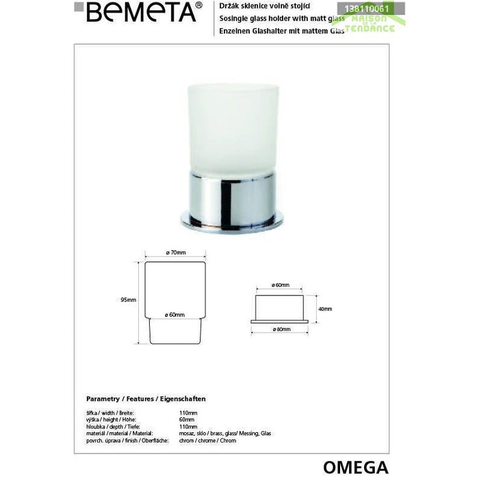 Portabicchieri OMEGA e bicchieri cromati 11x6x11 cm