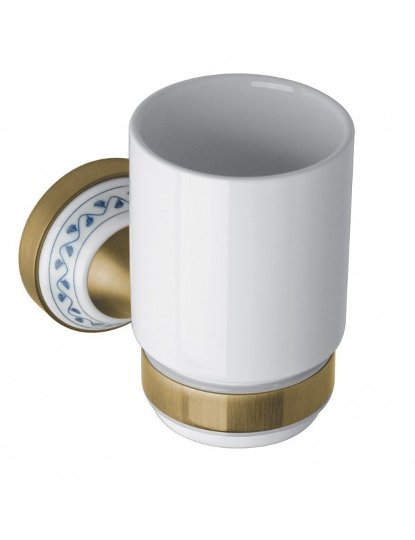 Portabicchieri KERA in ottone e ceramica 7,3 x12,3 x13,5 cm